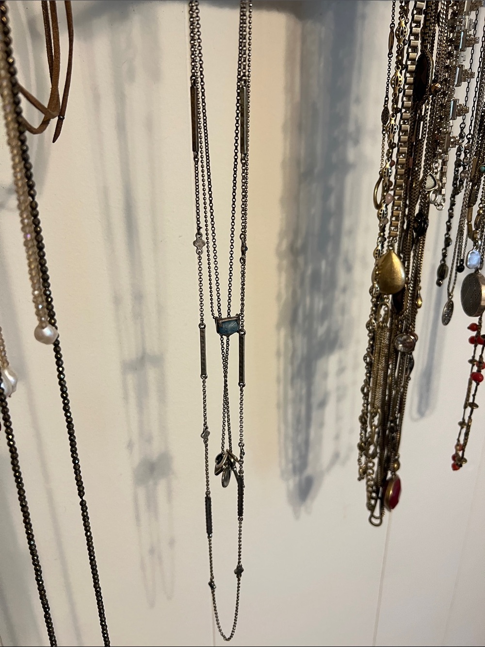 Lucky Brand Delicate Silver Multi-Station Necklace with Blue Accent